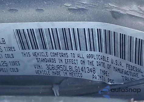 2020 Ram 2500 Big Horn 4X4 6'4 Box z USA, uszkodzony, nr VIN 3C6UR5DL8LG141348